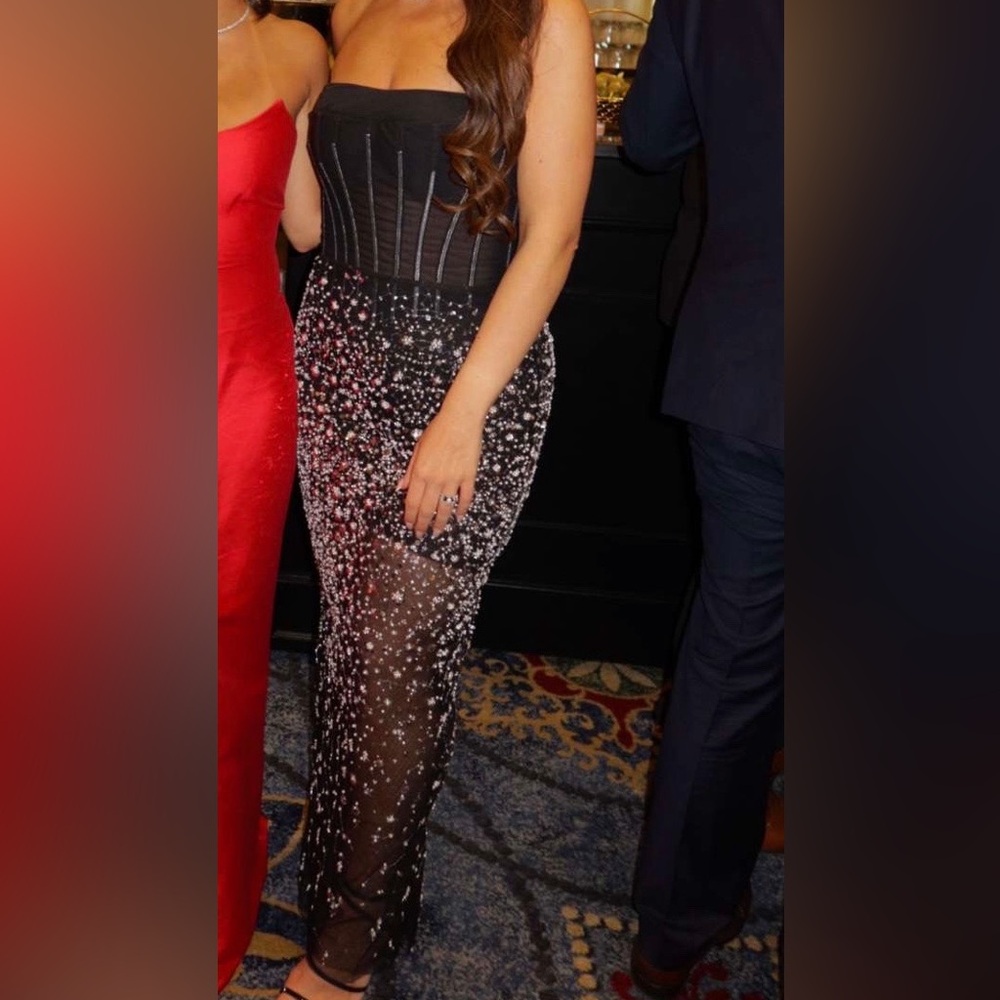 Crystal-Covered Fabulous
Black Maxi Dress